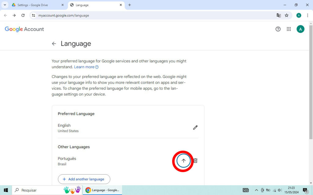Google Drive Alterando idioma