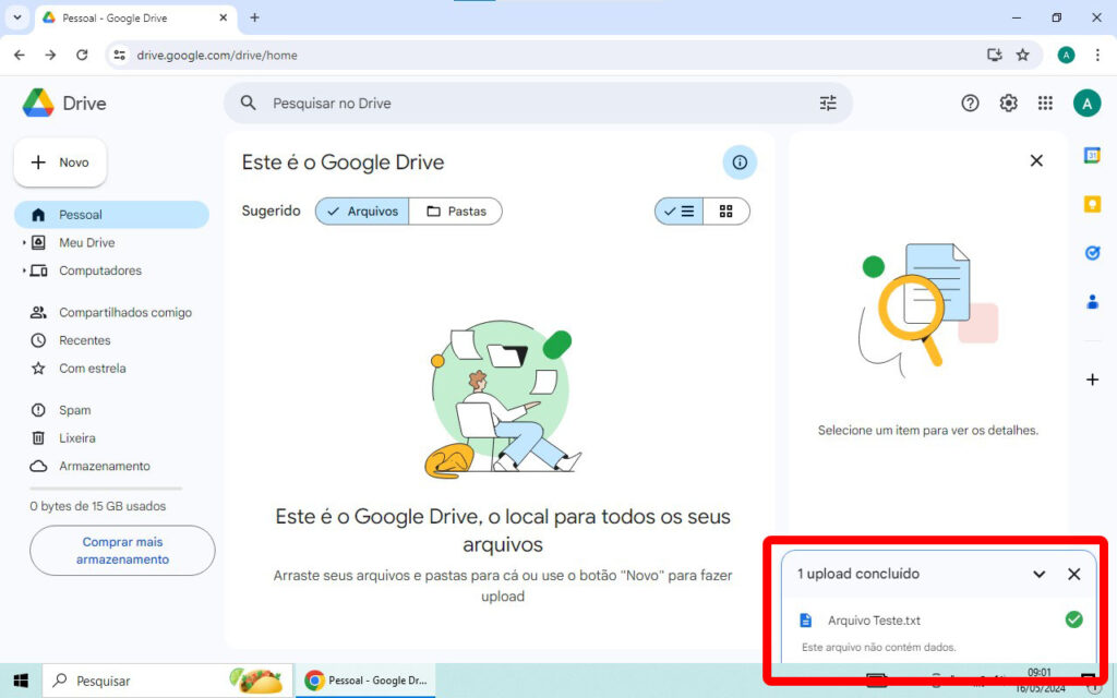 Google Drive Upload Feito